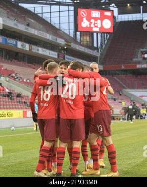 Jubilation K to goalschuetze Elvis REXHBECAJ (K/No 20) 1° Bundesliga, 19° giorno, FC Colonia (K) - Arminia Bielefeld (BI) 3: 1, il 31 gennaio 2021 a Koeln/Germania. ¬ | utilizzo in tutto il mondo Foto Stock