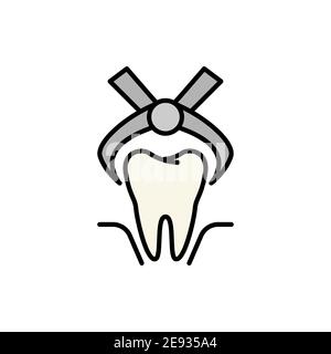 Icona odontoiatria di linea. Elementi vettoriali dentali piatti. Illustrazione Vettoriale