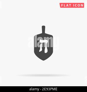 Icona vettore piatto di Chanukah Dreidel. Illustrazioni di design disegnate a mano. Illustrazione Vettoriale