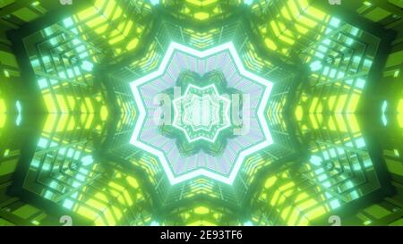 Illustrazione 3d astratta con ornamento colorato simmetrico Foto Stock