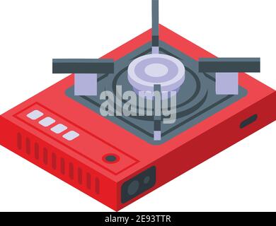 Icona della stufa a gas a combustione portatile. Isometrica di stufa a gas portatile a combustione icona vettore per web design isolato su sfondo bianco Illustrazione Vettoriale