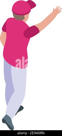 Icona del giocatore di baseball. Isometrica del vettore giocatore di sport di baseball per il web design isolato su sfondo bianco Illustrazione Vettoriale