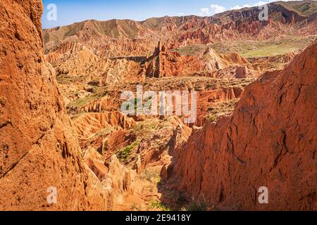 Canyon da favola Skazka in Kirghizistan Foto Stock