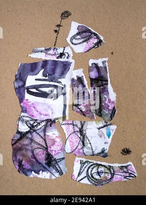 Arte astratta pittura acrilica silhouette. Arte concettuale psiche umane. Profilo di una ragazza. Sogno, sogno, riverbero, personalità luminosa, luce interiore. Foto Stock