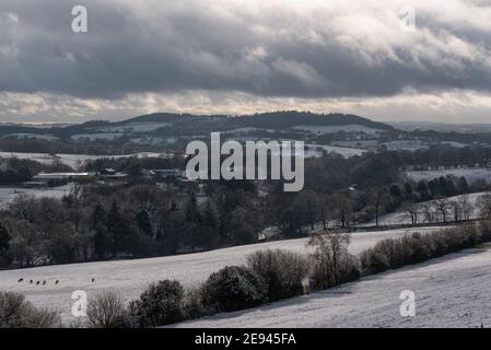 Paesaggio invernale attraverso il Lancashire Foto Stock