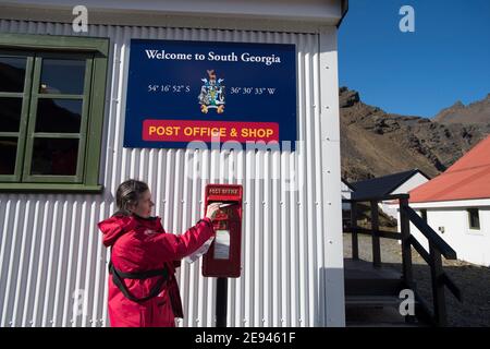 L'ufficio postale di Grytviken sull'isola della Georgia del Sud, Antartide Foto Stock