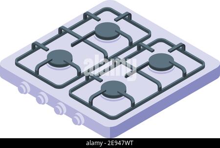 Dispositivo che brucia stufa a gas icona. Isometrica del dispositivo che brucia gas stufa vettore icona per web design isolato su sfondo bianco Illustrazione Vettoriale