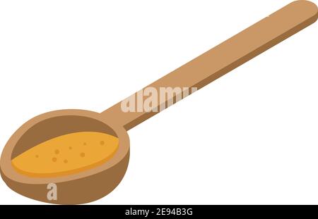 Icona cucchiaio di legno alimentare. Isometrica del cucchiaio di legno alimentare icona vettoriale per il web design isolato su sfondo bianco Illustrazione Vettoriale