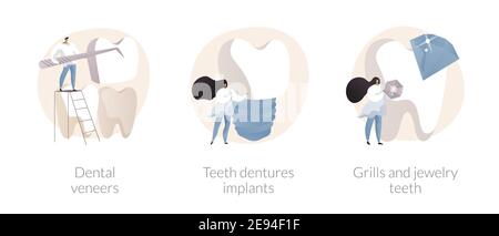 Illustrazioni vettoriali di concetto astratto di estetica dei denti. Illustrazione Vettoriale