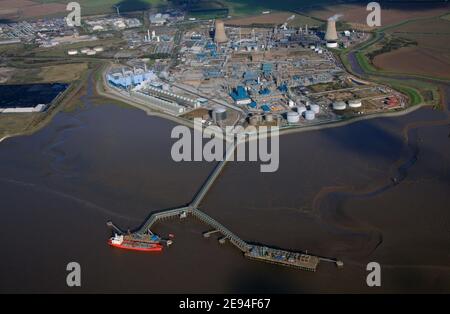 Vista aerea del Saltend Chemicals Park e della centrale elettrica vicino a Hull, East Yorkshire Foto Stock