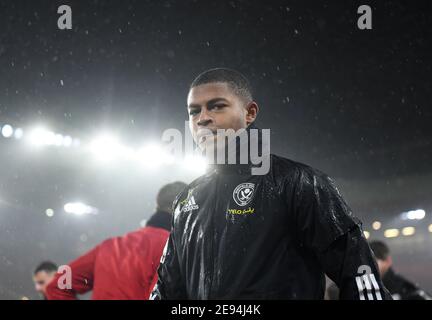 Sheffield United's Rhian Brewster durante la partita della Premier League a Bramall Lane, Sheffield. Data immagine: Martedì 2 febbraio 2021. Foto Stock