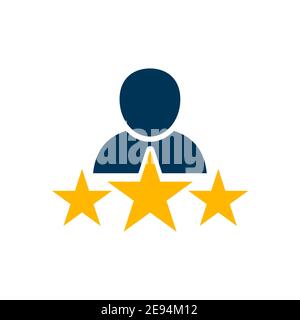 Persone con l'icona delle stelle. Firma del cliente aziendale. Famoso simbolo di celebrità. Silhouette professionale per i dipendenti. Illustrazione Vettoriale