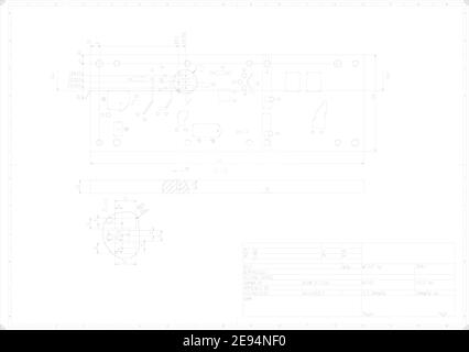 Disegno tecnico con viste prospettiche e ortogonali con timbro Immagine e  Vettoriale - Alamy