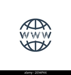 Icona globo. Simbolo World Wide Web. Illustrazione vettoriale isolata in bianco Illustrazione Vettoriale