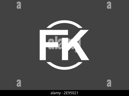 Logo FK iniziale grigio bianco Illustrazione Vettoriale