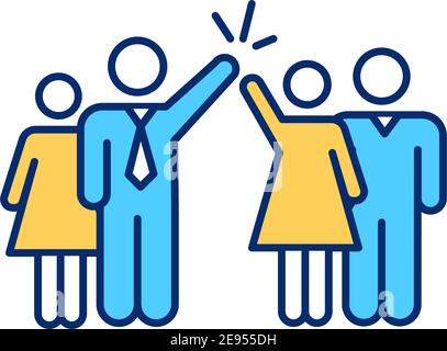 Team di lavoro diversificato con icone RGB a colori per uomini e donne Illustrazione Vettoriale