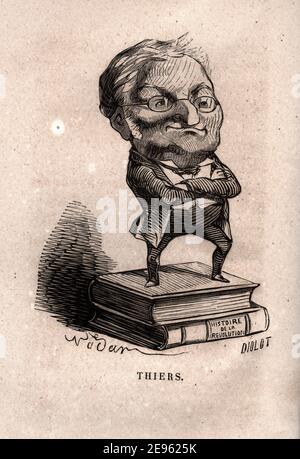 Ritratto caricaturale dello statista francese Adolphe Thiers (1797 - 1877), 1858. Illustrazione di Nadar (1820 - 1910). Foto Stock