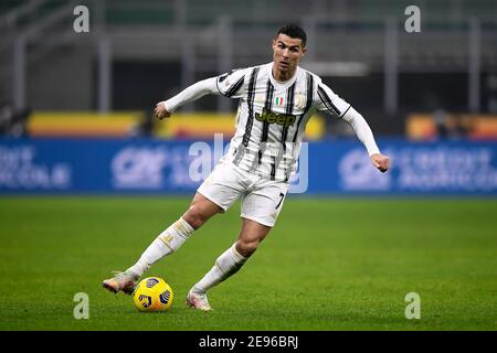 Milano, Italia. 02 febbraio 2021. MILANO - 02 febbraio 2021: Cristiano Ronaldo della Juventus FC in azione durante la partita di calcio Coppa Italia tra FC Internazionale e Juventus FC. (Foto di Nicolò campo/Sipa USA) Credit: Sipa USA/Alamy Live News Foto Stock