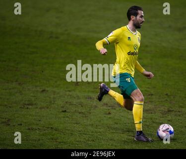 LONDRA, Regno Unito, FEBBRAIO 02: Norwich City's Mario Vrancic durante il campionato Sky Bet tra Millwall e Norwich City al Den Stadium, Londra il 2 Febbraio 2021 Credit: Action Foto Sport/Alamy Live News Foto Stock