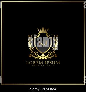 MODELLO di logo KJ Initial Letter Luxury in Vector per ristoranti, Royalty, Boutique, Cafe, Hotel, Araldico, Gioielli, Moda e altri illustrat vettoriali Illustrazione Vettoriale