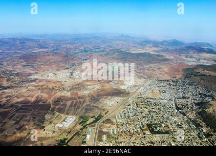 Vista aerea nel nord dell'Etiopia. Foto Stock