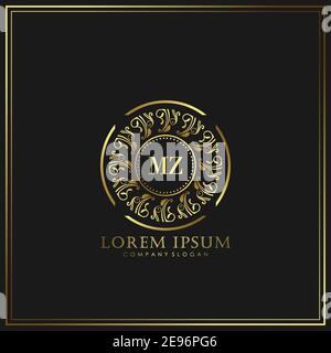 MZ Initial Letter Luxury Logo template in Vector per Ristorante, Royalty, Boutique, Cafe, Hotel, Araldico, Gioielli, Moda e altri illustrat vettoriali Illustrazione Vettoriale