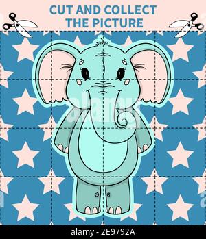 Bambini bordo gioco animale puzzle per preschoolers e scuola primaria Foglio di lavoro degli studenti.pagina lettura e corrispondenza per i bambini libro educativo Illustrazione Vettoriale