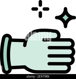 Guanti per la pulizia e la relativa icona. Delineare i guanti pulizia icona vettore per il web design isolato su sfondo bianco Illustrazione Vettoriale