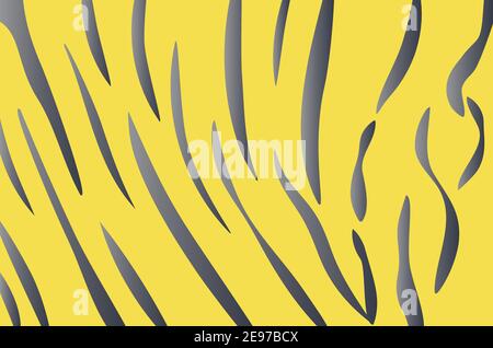 Strisce tigre astratte, pelle animale esotica, grigio e giallo colori di sfondo design. Illustrazione Vettoriale