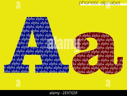 A (alpha) 3D illustrazione disegno fonetico dell'alfabeto per decorazione con colore luminoso Foto Stock
