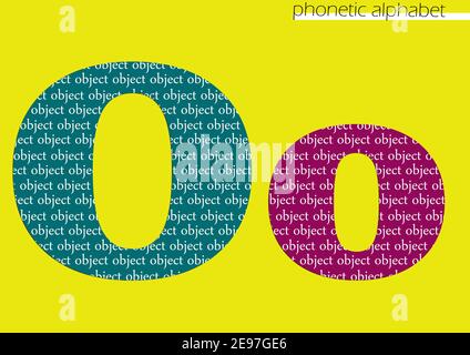 O (oscar) 3D illustrazione alfabeto fonetico disegno per decorazione con colore luminoso Foto Stock