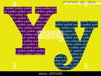 Y (yankee) 3D illustrazione alfabeto fonetico design per decorazione con colori luminosi Foto Stock
