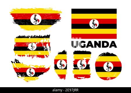 Bandiera dell'Uganda, illustrazione vettoriale su uno sfondo bianco. Illustrazione Vettoriale