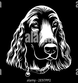 Spaniel cane mano disegnato stock vettoriale illustrazione libro da colorare pagina su bianco Illustrazione Vettoriale