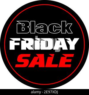 Adesivo nero per striscioni cerchiati con tag di vendita del venerdì isolato su bianco Illustrazione Vettoriale
