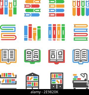 insieme di icone del libro, vettore e illustrazione Illustrazione Vettoriale