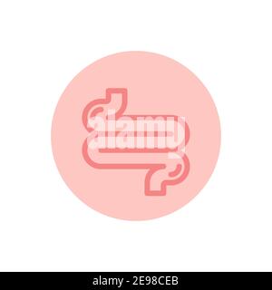 icona intestini, colore, linea, segno vettoriale contorno, pittogramma lineare isolato su bianco. Simbolo, illustrazione del logo Illustrazione Vettoriale