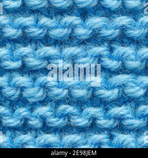 Motivo senza cuciture in tessuto blu per un riempimento senza bordi. Tessuto lavorato a maglia ripetizione motivo per primo piano sfondo. Foto Stock