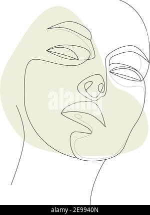 Una linea arte moderna ritratto femminile, vettore di bellezza Illustrazione Vettoriale
