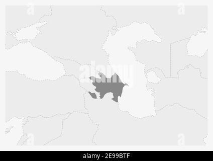 Mappa dell'Europa con la mappa dell'Azerbaigian evidenziata, mappa grigia dell'Azerbaigian con i paesi vicini Illustrazione Vettoriale