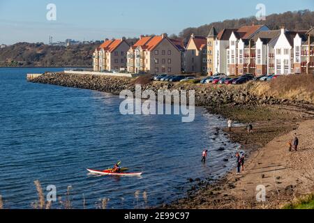 La spiaggia di Saint Davids Bay a Dalgety Bay Foto Stock