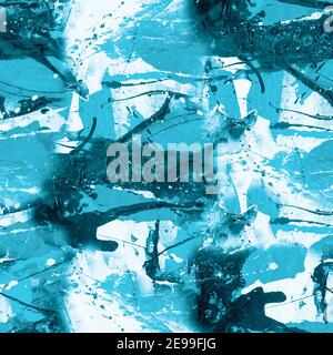Disegno blu astratto dipinto a mano senza giunture, texture pennello per sfondo, sfondo raster Foto Stock