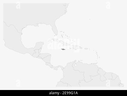 Mappa dell'America con la mappa evidenziata della Giamaica, mappa grigia della Giamaica con i paesi vicini Illustrazione Vettoriale
