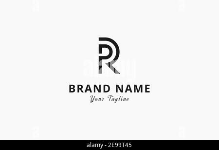 Modello vettoriale del logo PR P R di lettera iniziale adatto per marchio aziendale e personale Illustrazione Vettoriale