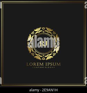 Modello di logo RJ Initial Letter Luxury in Vector per ristoranti, Royalty, Boutique, Cafe, Hotel, Heraldic, Gioielli, Moda e altri illustrat vettoriali Illustrazione Vettoriale