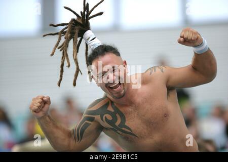 Un fan argentino durante la Coppa del mondo 2006, secondo turno, Argentina contro Messico allo stadio Zentralstadion di Lipsia, Germania, il 24 giugno 2006. L'Argentina ha vinto 2-1. Foto di Gouhier-Hahn-Orban/Cameleon/ABACAPRESS.COM Foto Stock