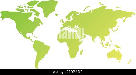 Mappa del mondo di strisce colorate. Strisce diagonali progettate in sfumature di colori primaverili. Semplice illustrazione vettoriale piatta Illustrazione Vettoriale