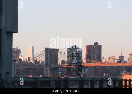 New York City USA Vista di Manhattan da Brooklyn. Foto Stock