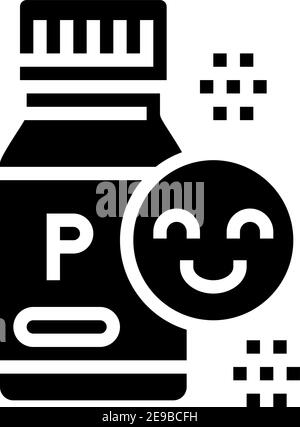 flacone con illustrazione vettoriale dell'icona glifo dei probiotici sanitari Illustrazione Vettoriale