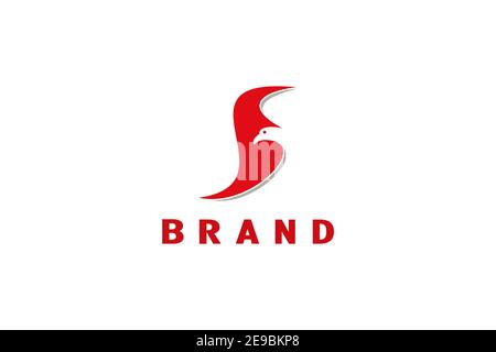 Logo astratto dell'ala dell'aquila a forma di lettera. Design semplice e moderno con logo unico e minimalista. Illustrazione Vettoriale